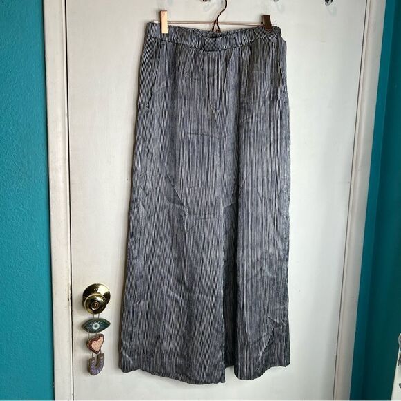 Theory new label striped silk wide leg crop pants side pockets - Picture 1 of 10